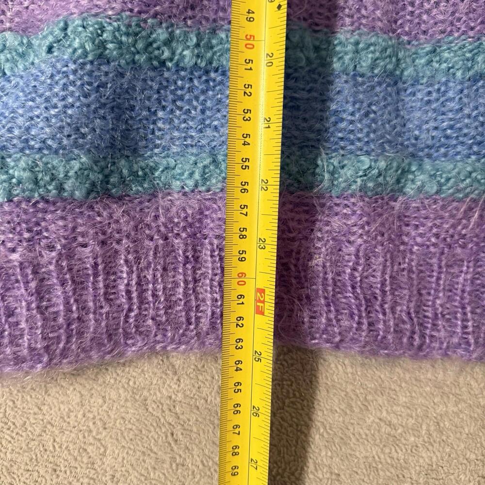 Vintage Mary Barry Shetland Mohair Wool Sweater Purple Blue Striped Men’s - Picture 5 of 5